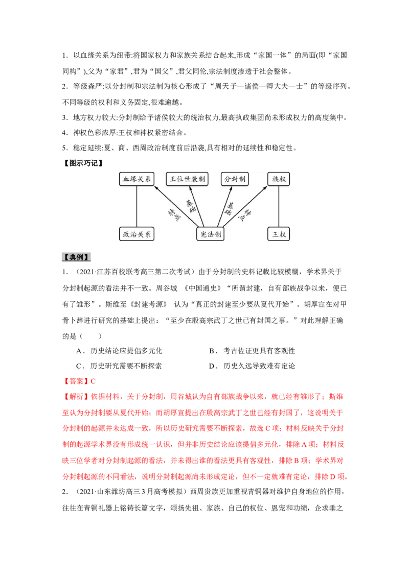 考点01西周时期的政治制度和秦中央集权制度的形成-备战2022年高考历史一轮复习考点帮_07高考历史_新高考复习资料_2022年新高考复习资料