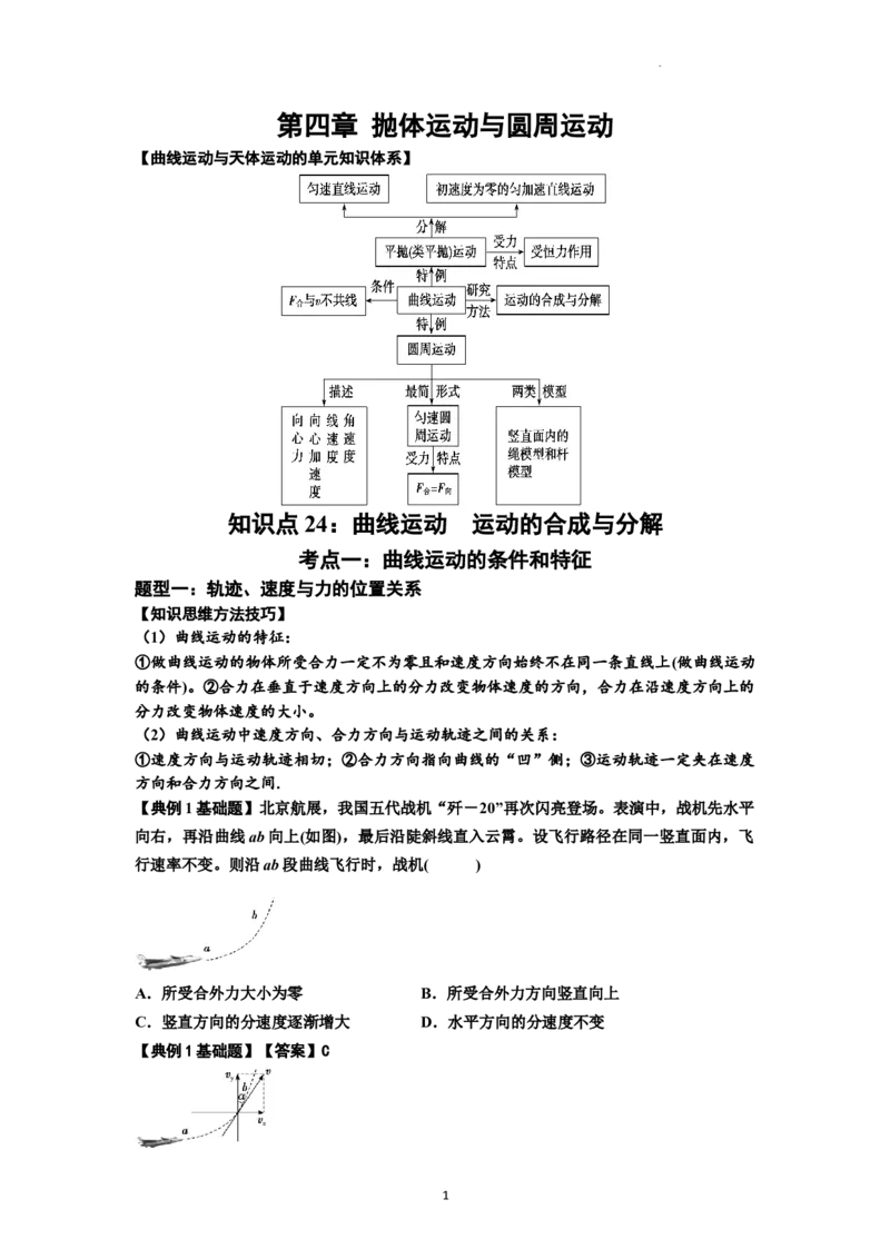 知识点24：曲线运动　运动的合成与分解（解析版）_04高考物理_新高考复习资料_2024新高考复习资料_一轮复习资料_基础版2024届高考物理一轮复习讲义及对应练习