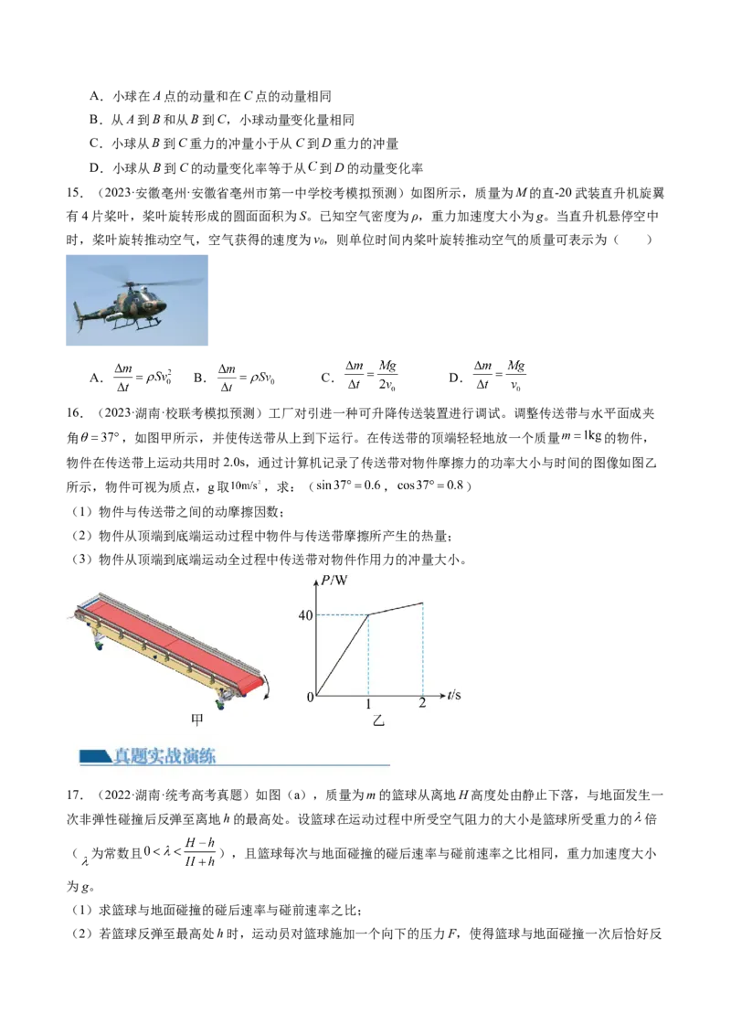 第30讲动量和动量定理（练习）（原卷版）_04高考物理_新高考复习资料_2024新高考复习资料_一轮复习资料_2024年高考物理一轮复习讲练测（讲义+练习+课件）（新高考）_讲义+练习