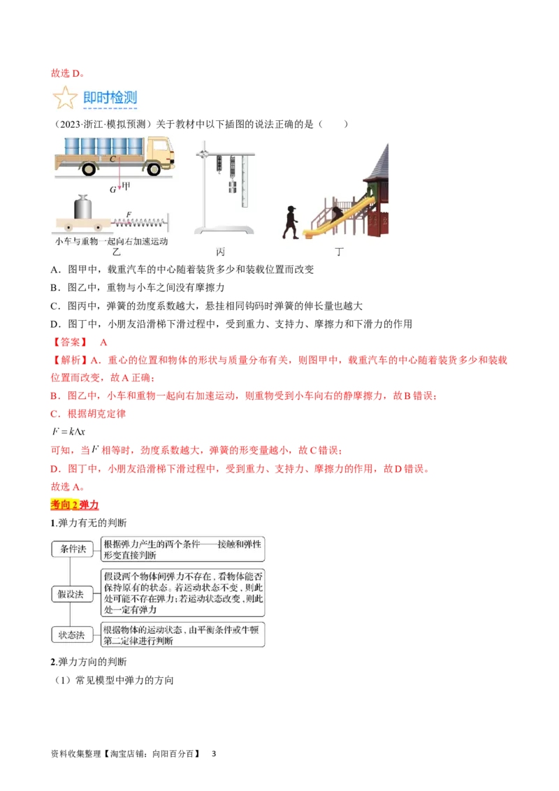 考点05重力、弹力和摩擦力（解析版）_04高考物理_通用版（老高考）复习资料_2024年复习资料_完备战2024年高考物理一轮复习考点帮（全国通用）_答案解析版