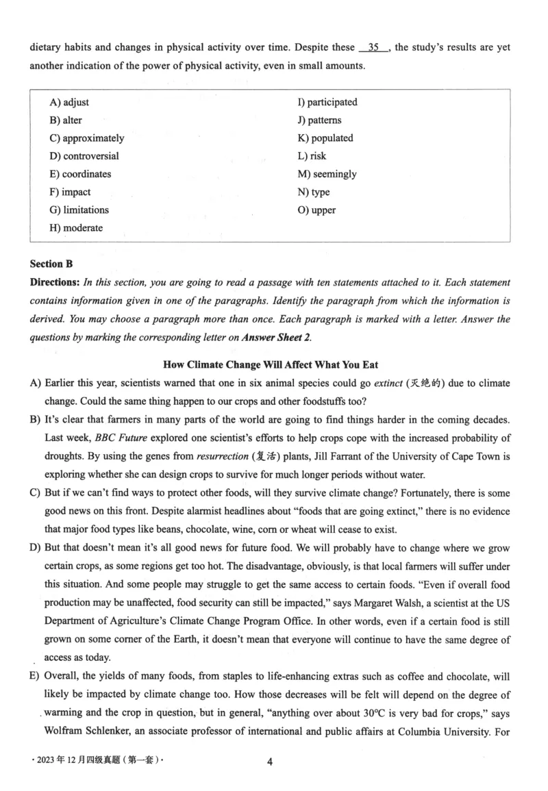 2023.12四级真题第1套_最新更新，视频都在这_2026、6月四级速转存易和谐_新大学英语2025.6月4.6级真题_※1.四级历年真题、解析及听力_2.2017-2024年（新题型）_2023年12月CET4