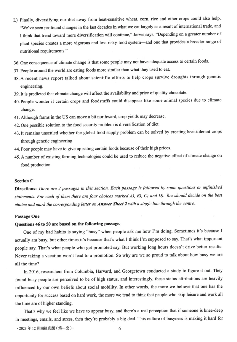 2023.12四级真题第1套_最新更新，视频都在这_2026、6月四级速转存易和谐_新大学英语2025.6月4.6级真题_※1.四级历年真题、解析及听力_2.2017-2024年（新题型）_2023年12月CET4