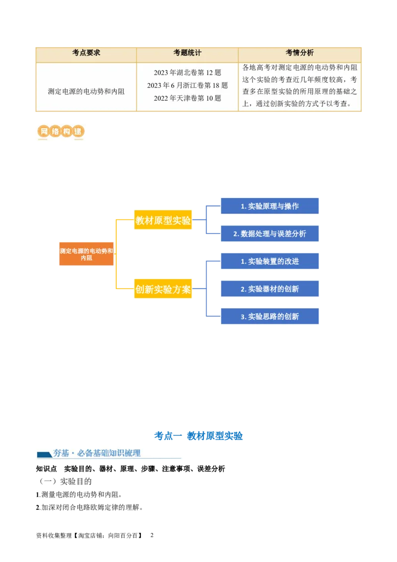 第47讲测定电源的电动势和内阻（讲义）（解析版）_04高考物理_新高考复习资料_2024新高考复习资料_一轮复习资料_2024年高考物理一轮复习讲练测（讲义+练习+课件）（新高考）_讲义+练习