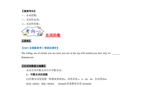 考点03-名词与语法填空（原卷版）_03高考英语_新高考复习资料_2023年新高考资料_一轮复习_备战2023年高考英语一轮复习考点帮（新高考专用）