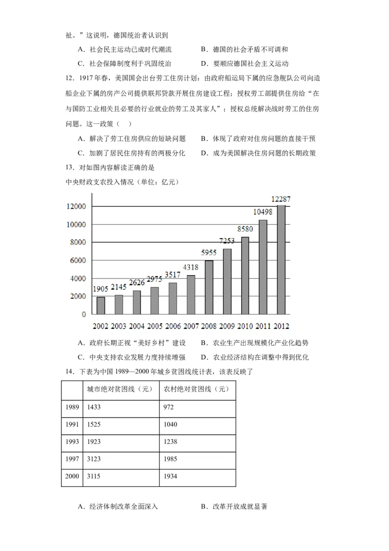 经济类热点--民生问题、人文关怀-2023-2024学年高三历史二轮（专题训练）原卷版_07高考历史_2024年新高考资料_2.2024二轮复习_2024届高三历史统编版二轮复习专项训练