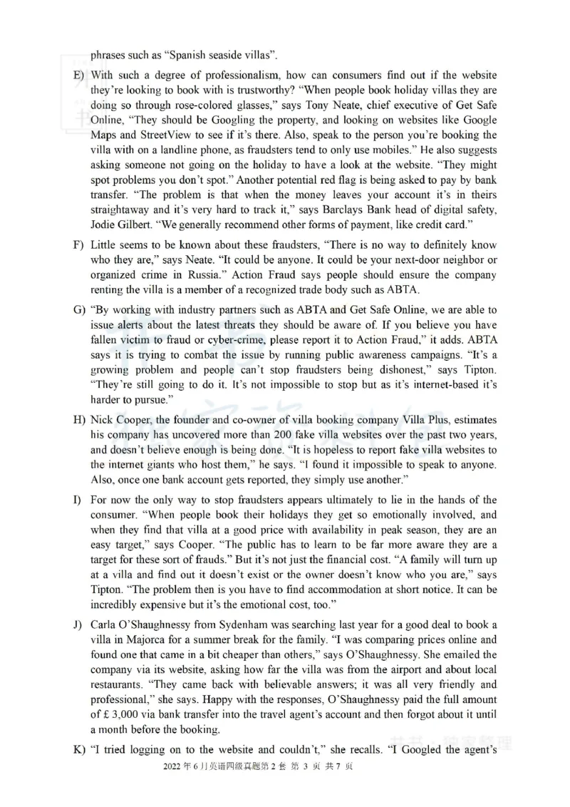 2022年6月大学英语四级考试真题卷2_最新更新，视频都在这_2026、6月四级速转存易和谐_四六级真题+资料包_四级真题_2022年6月CET4
