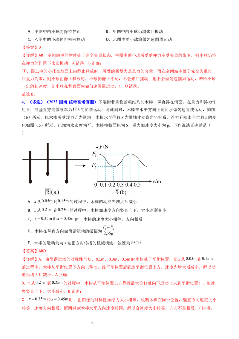 考点31机械振动（核心考点精讲+分层精练）-备战2024年高考物理一轮复习考点帮（新高考专用）（解析版）_04高考物理_新高考复习资料_2024新高考复习资料_一轮复习资料