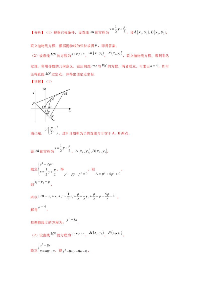 考点巩固卷20抛物线方程及其性质(六大考点)（解析版）_02高考数学_2025年新高考资料_一轮复习_2025年高考数学一轮复习考点通关卷（新高考通用）
