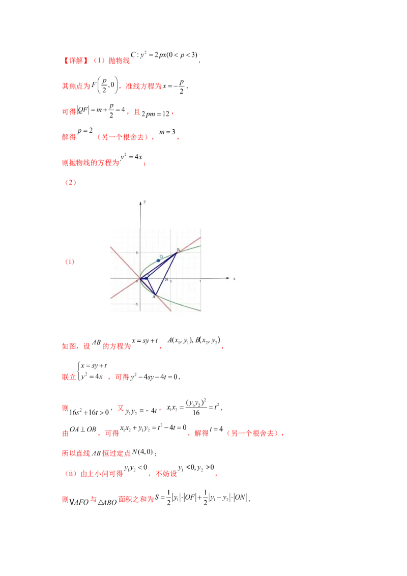 考点巩固卷20抛物线方程及其性质(六大考点)（解析版）_02高考数学_2025年新高考资料_一轮复习_2025年高考数学一轮复习考点通关卷（新高考通用）