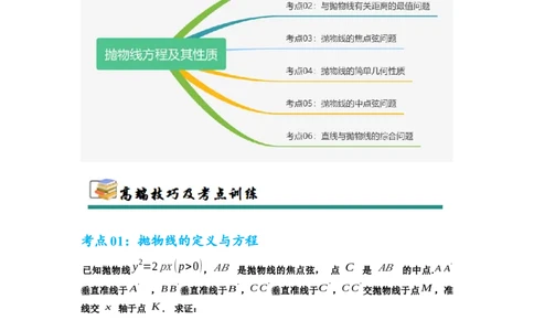 考点巩固卷20抛物线方程及其性质(六大考点)（解析版）_02高考数学_2025年新高考资料_一轮复习_2025年高考数学一轮复习考点通关卷（新高考通用）