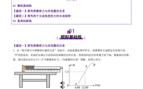 第08讲实验：探究弹簧弹力与形变量的关系、实验：探究两个互成角度的力的合成规律（练习）（解析版）_04高考物理_新高考复习资料_2025年新高考资料
