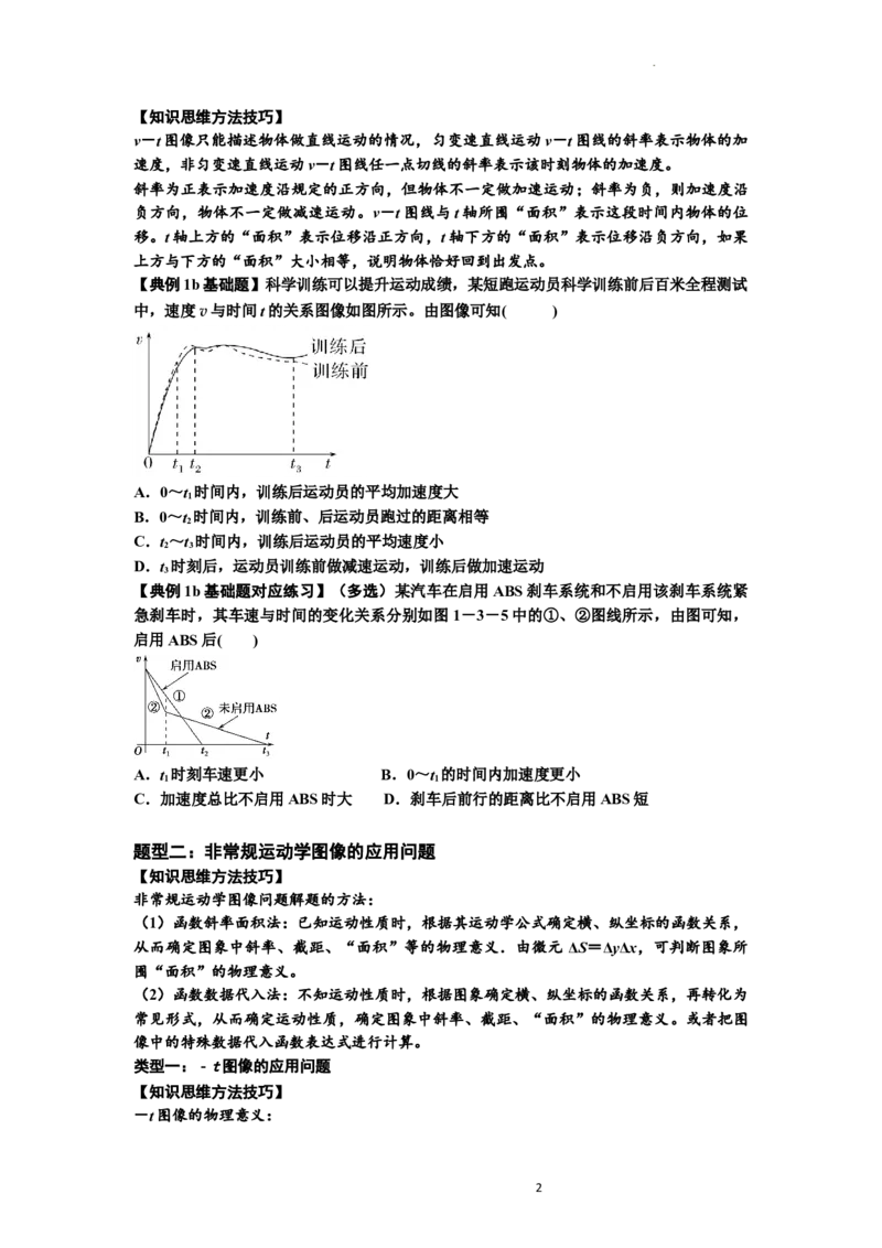 知识点3：运动学图像问题（基础原卷版）_04高考物理_新高考复习资料_2024新高考复习资料_一轮复习资料_基础版2024届高考物理一轮复习讲义及对应练习_知识点3：运动学图像问题