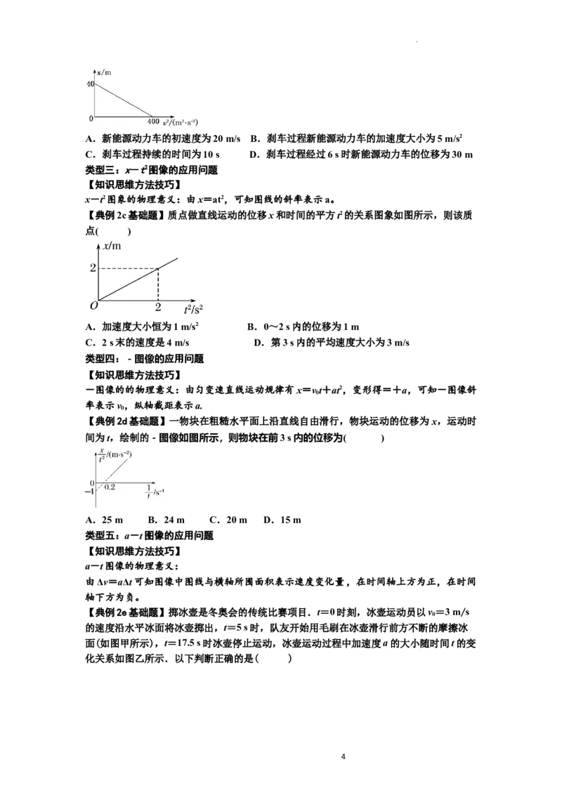 知识点3：运动学图像问题（基础原卷版）_04高考物理_新高考复习资料_2024新高考复习资料_一轮复习资料_基础版2024届高考物理一轮复习讲义及对应练习_知识点3：运动学图像问题