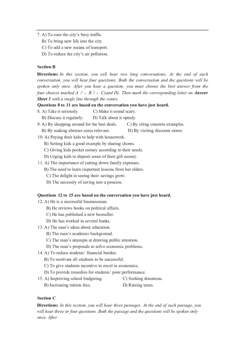 2024年06月四级真题全3套_02.四六级真题+模拟题（0128）_四级真题+音频+解析(0128)_03.2016&mdash;2025年新题型_2024年06月四级_2024.06四级真题word
