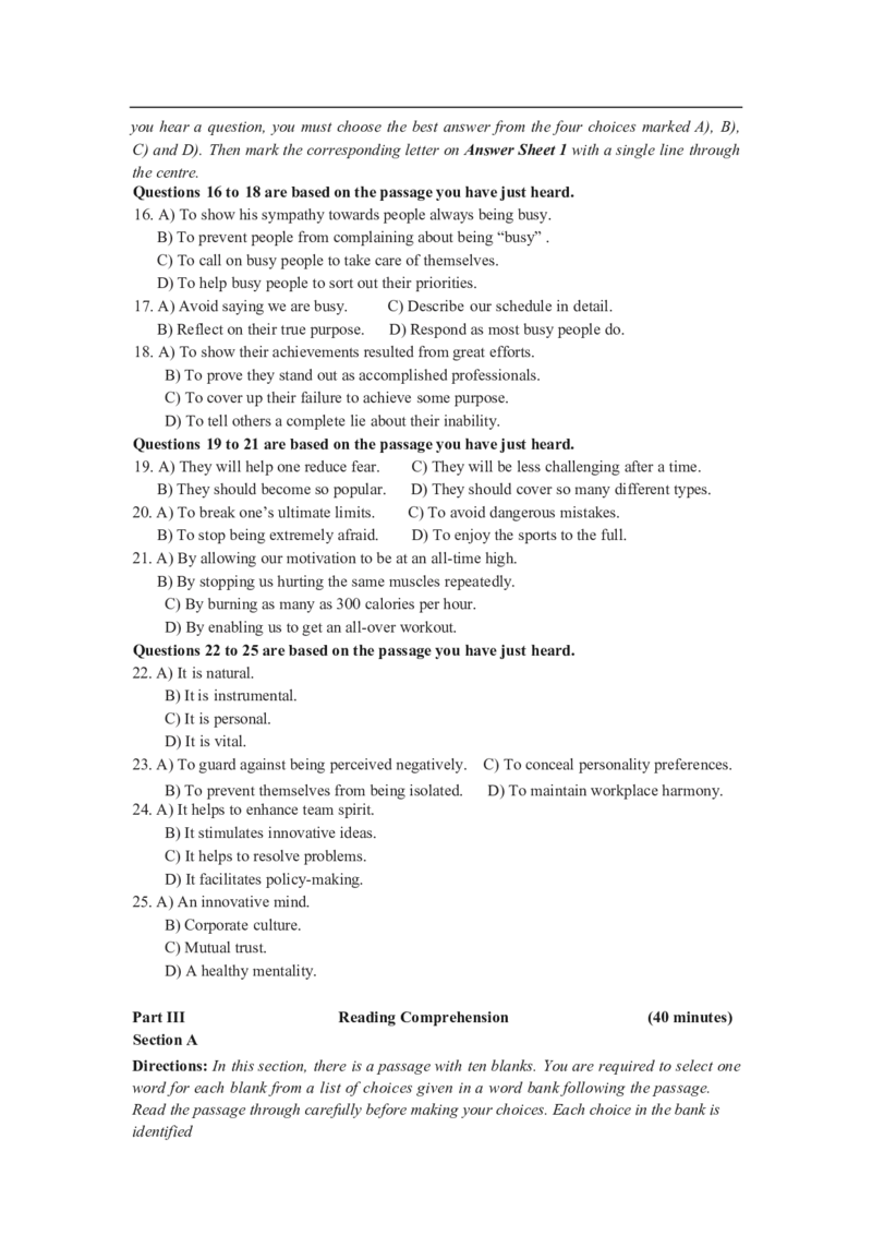 2024年06月四级真题全3套_02.四六级真题+模拟题（0128）_四级真题+音频+解析(0128)_03.2016&mdash;2025年新题型_2024年06月四级_2024.06四级真题word