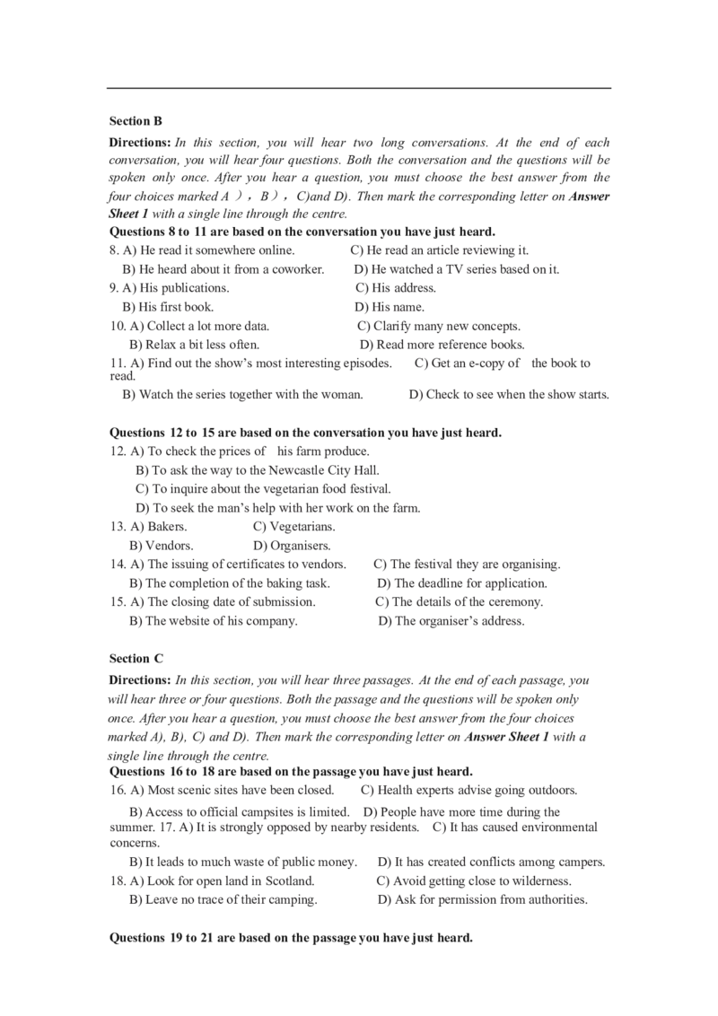 2024年06月四级真题全3套_02.四六级真题+模拟题（0128）_四级真题+音频+解析(0128)_03.2016&mdash;2025年新题型_2024年06月四级_2024.06四级真题word