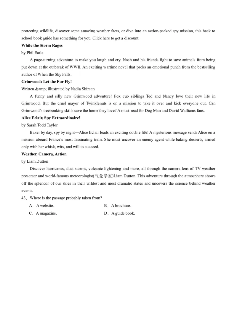 考点4阅读理解之文章出处（原卷版）_03高考英语_2024年新高考资料_2.2024二轮复习_核心全突破2024年高考英语二轮复习核心考点&重难题型专项突破