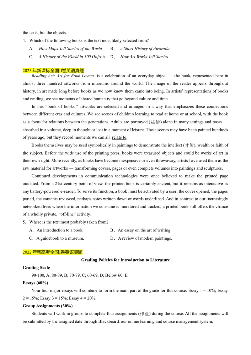 考点4阅读理解之文章出处（原卷版）_03高考英语_2024年新高考资料_2.2024二轮复习_核心全突破2024年高考英语二轮复习核心考点&重难题型专项突破