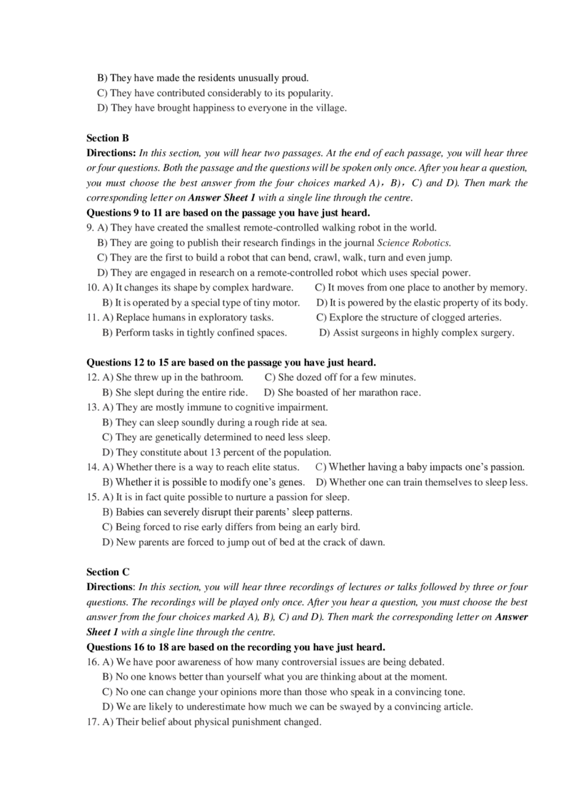 2024年06月大学英语六级考试真题（第2套）_最新更新，视频都在这_2026，6月六级速转存易和谐_新大学英语2025.6月4.6级真题_六级真题_01六级真题+答案解析+听力音频
