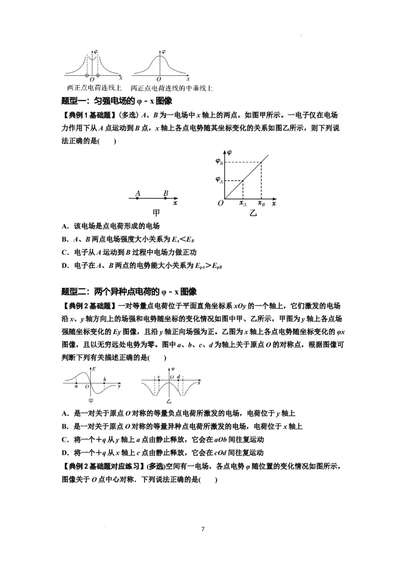 知识点66：静电场中的图象问题（原卷版）_04高考物理_新高考复习资料_2024新高考复习资料_一轮复习资料_基础版2024届高考物理一轮复习讲义及对应练习