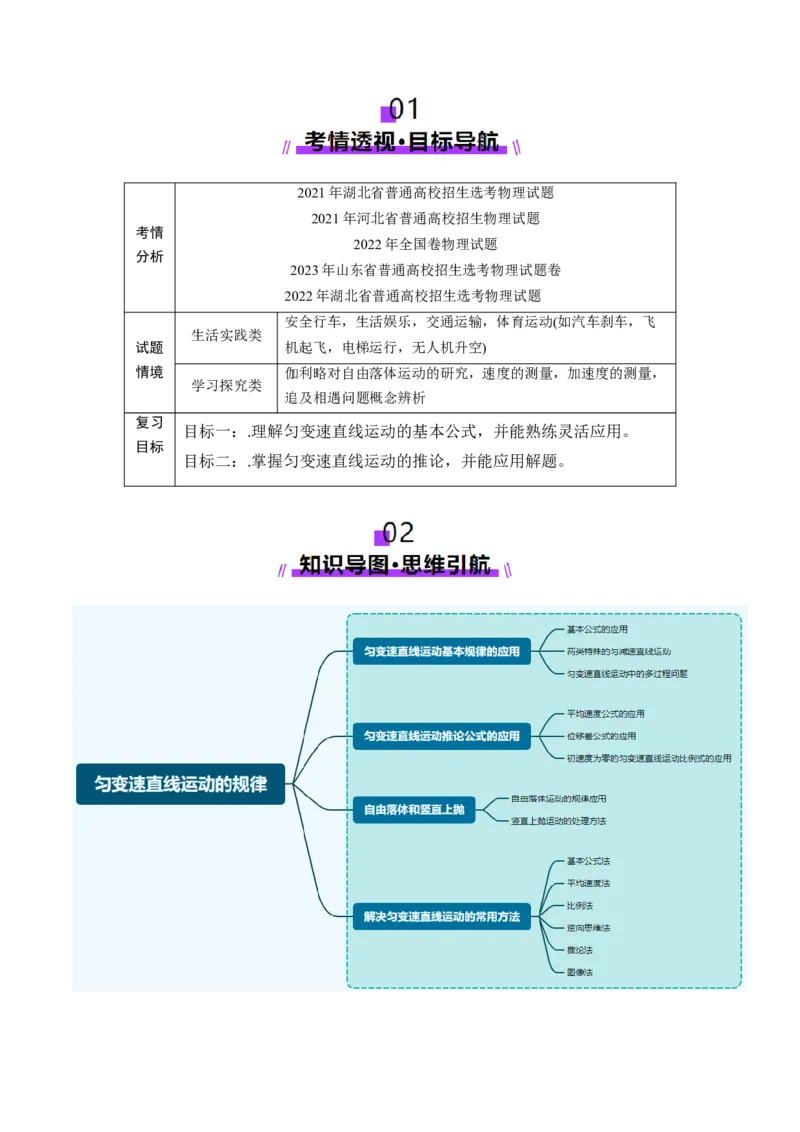 第02讲匀变速直线运动的规律（讲义）（原卷版）_04高考物理_新高考复习资料_2025年新高考资料_2025年高考物理一轮复习讲练测（新教材新高考）