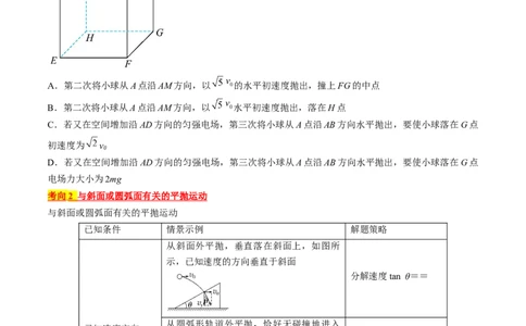 考点16抛体运动（原卷版）_04高考物理_通用版（老高考）复习资料_2024年复习资料_完备战2024年高考物理一轮复习考点帮（全国通用）