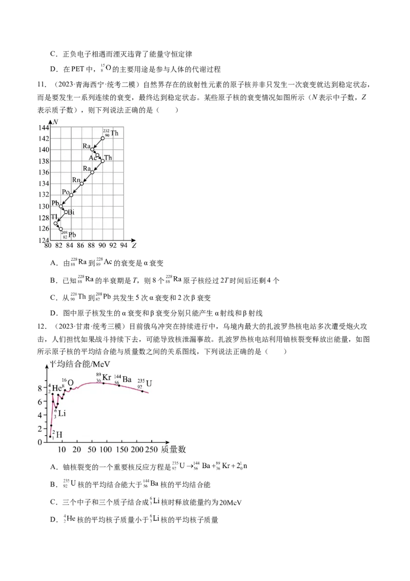 第73讲原子结构原子核（练习）（原卷版）_04高考物理_新高考复习资料_2024新高考复习资料_一轮复习资料_2024年高考物理一轮复习讲练测（讲义+练习+课件）（新高考）_讲义+练习