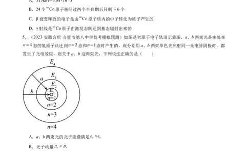 第73讲原子结构原子核（练习）（原卷版）_04高考物理_新高考复习资料_2024新高考复习资料_一轮复习资料_2024年高考物理一轮复习讲练测（讲义+练习+课件）（新高考）_讲义+练习