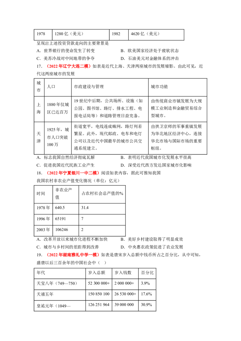 解密14选择性必修二：经济与社会生活（分层训练）（原卷版）_07高考历史_新高考复习资料_2023年新高考复习资料_高频考点解密2023年高考历史二轮复习讲义+分层训练