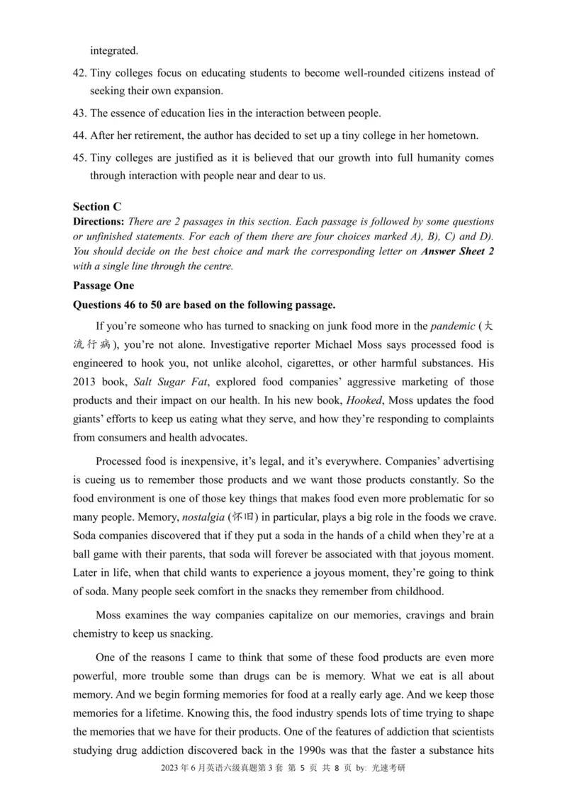 2023.06六级真题全3套(带书签)_02.四六级真题+模拟题（0128）_六级真题+音频+解析(0128)_03.2016&mdash;2025六级新题型_2023年06月六级