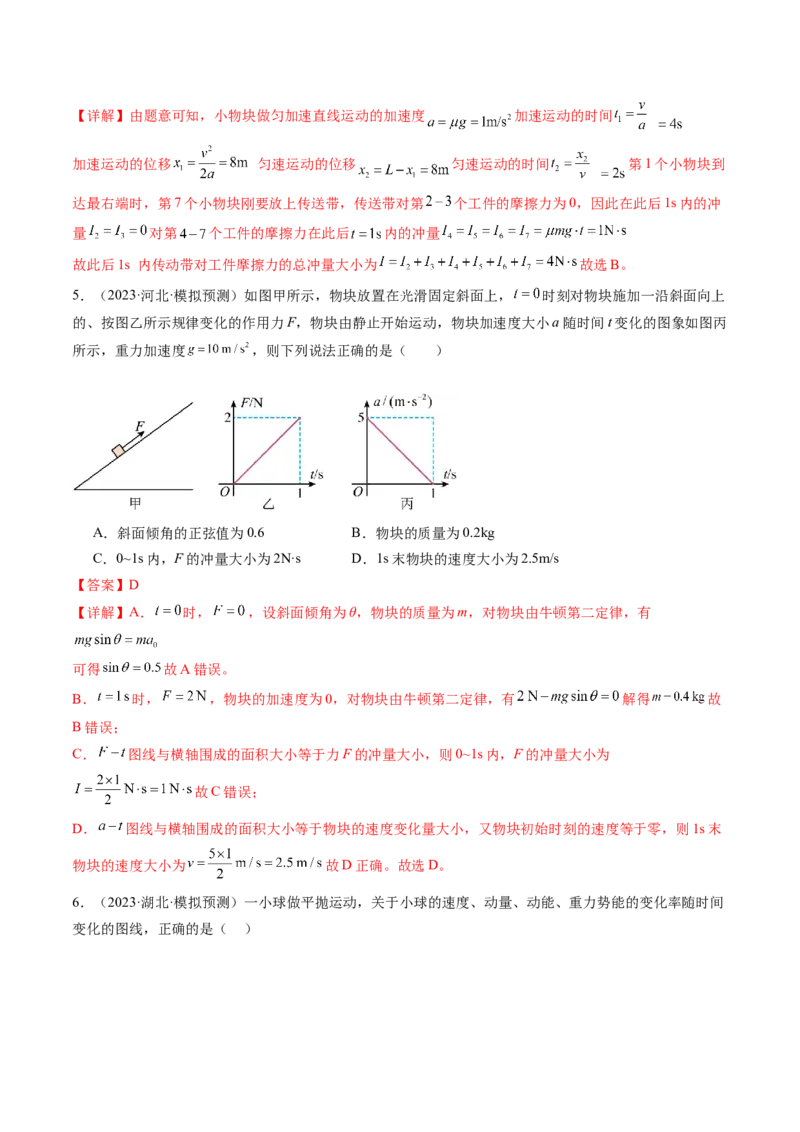 第30讲动量和动量定理（练习）（解析版）_04高考物理_新高考复习资料_2024新高考复习资料_一轮复习资料_2024年高考物理一轮复习讲练测（讲义+练习+课件）（新高考）_讲义+练习