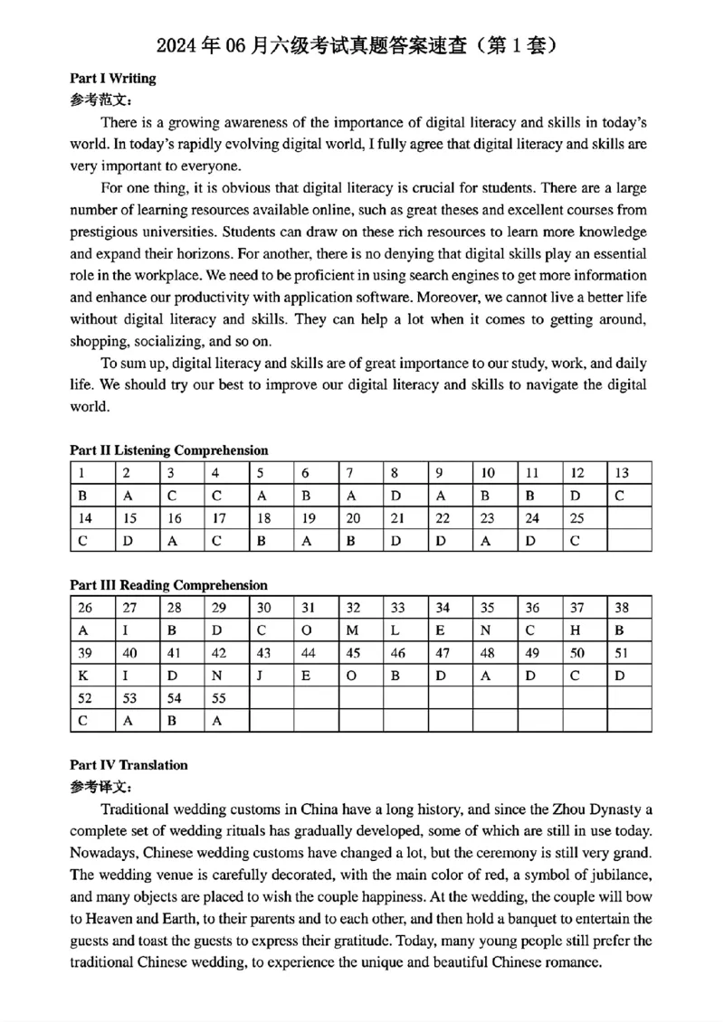 2024.06英语六级真题第1套答案_最新更新，视频都在这_2026、6月四级速转存易和谐_四六级真题+资料包_六级真题_2024年9月大学英语六级真题答案解析（全三套）