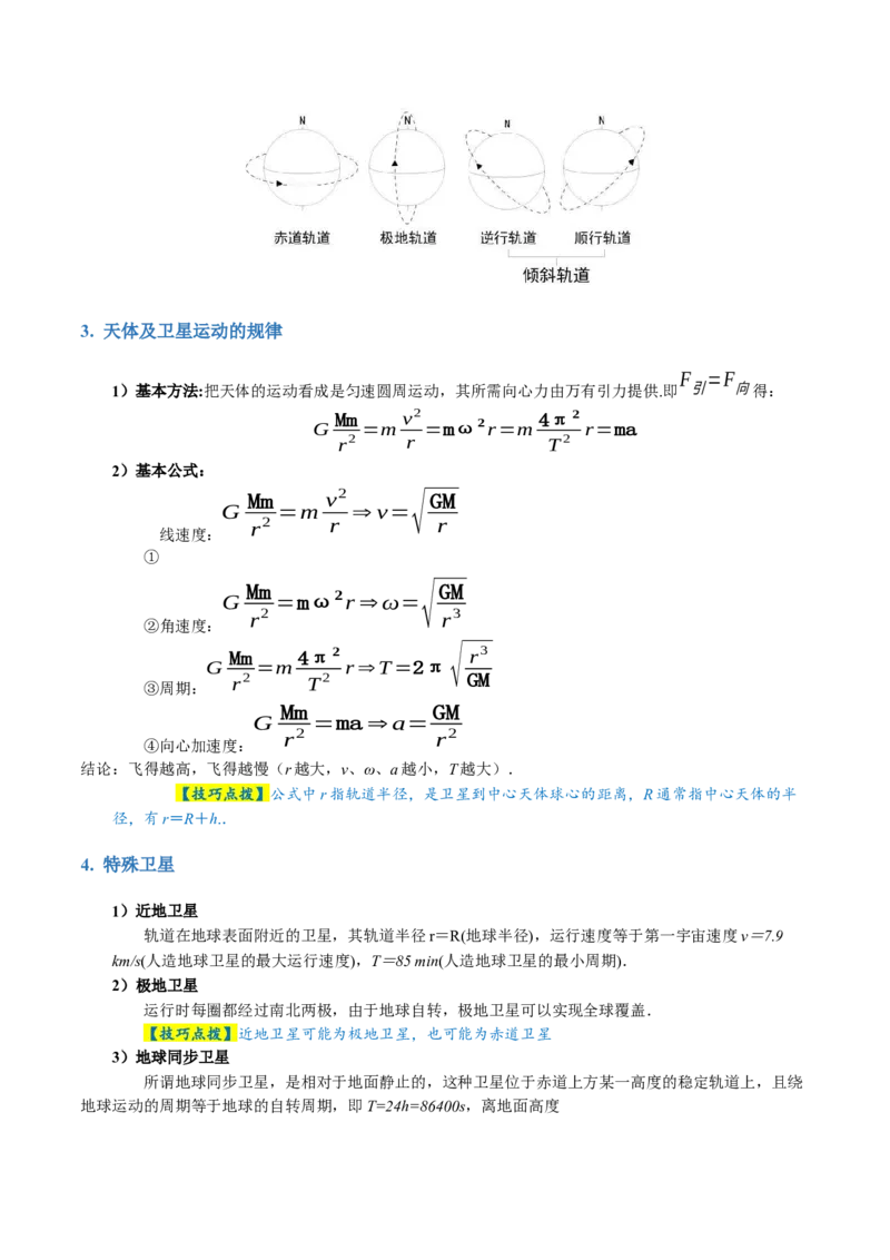 第04讲万有引力定律及其应用（讲义）（原卷版）_04高考物理_新高考复习资料_2024新高考复习资料_二轮复习资料_2024年高考物理二轮复习讲练测（新教材新高考）