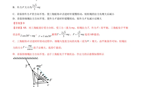 第09讲动态平衡平衡中的临界与极值问题（练习）（解析版）_04高考物理_新高考复习资料_2024新高考复习资料_一轮复习资料_2024年高考物理一轮复习讲练测（讲义+练习+课件）（新高考）