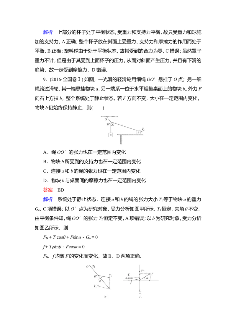 第3讲　受力分析　共点力的平衡作业_04高考物理_新高考复习资料_2022年新高考复习资料_2022届一轮复习讲练结合_第2章相互作用_第3讲　受力分析　共点力的平衡