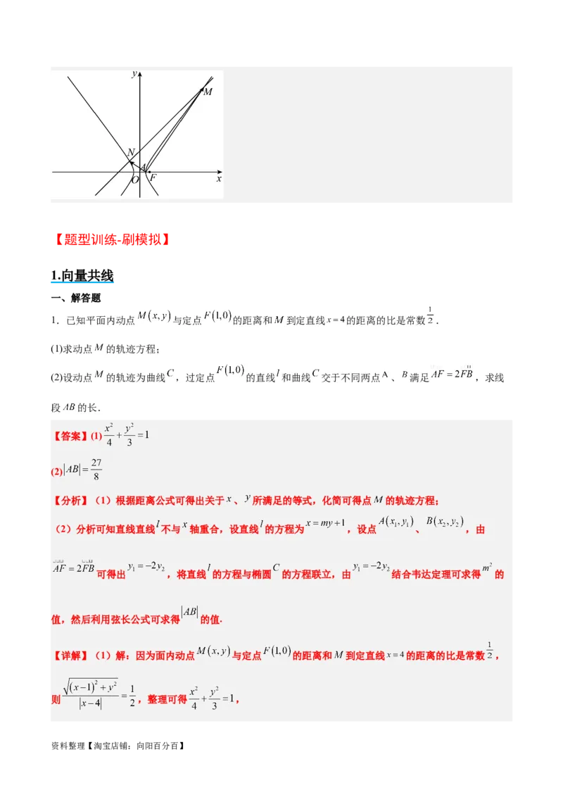 素养拓展36圆锥曲线与向量交汇问题（解析版）_02高考数学_新高考复习资料_2024年新高考资料_一轮复习资料_一轮复习讲义&mdash;素养拓展（精讲+精练）（新高考通用）