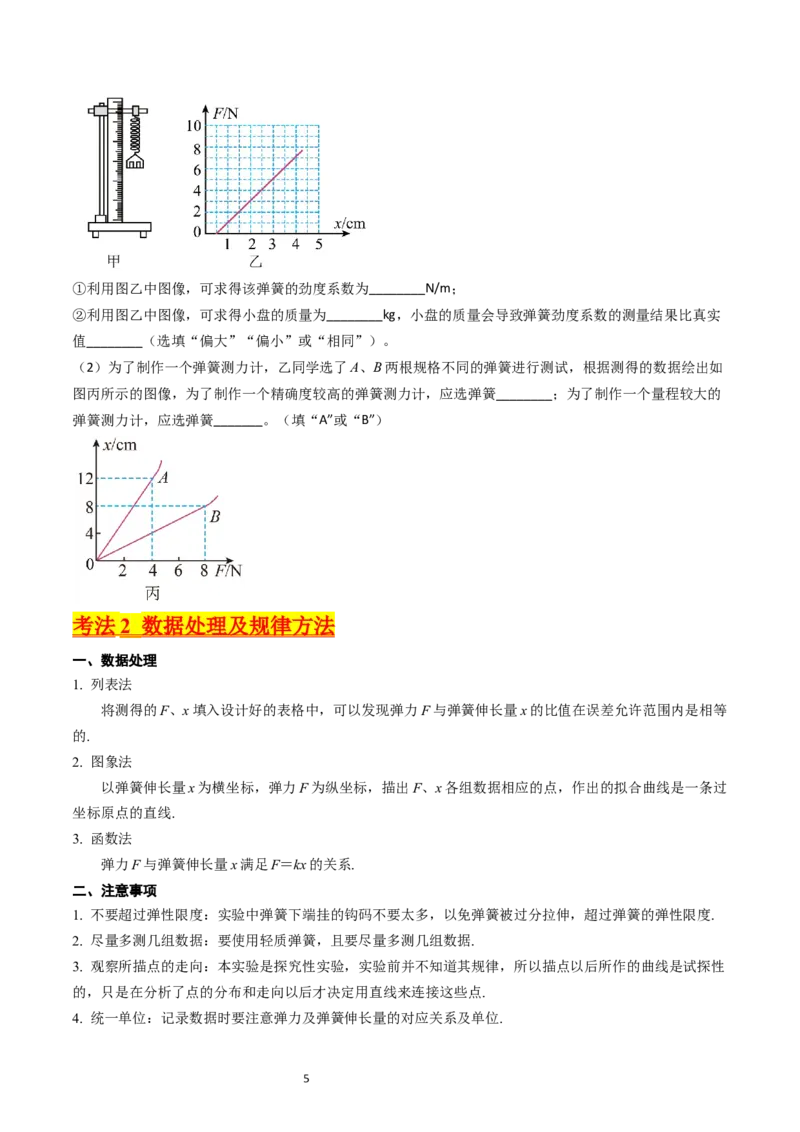 考点08实验二探究弹簧弹力和形变量的关系（核心考点精讲精练）-备战2024年高考物理一轮复习考点帮（新高考专用）（原卷版）_04高考物理_新高考复习资料_2024新高考复习资料