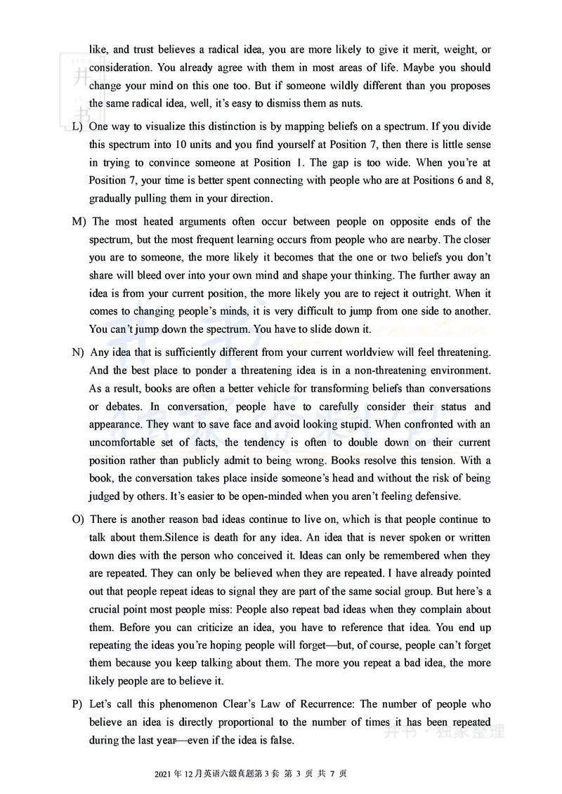 2021年12月大学英语6级真题（卷三）_最新更新，视频都在这_2026、6月四级速转存易和谐_四六级真题+资料包_六级真题_2021年12月六级真题及答案解析（完整版）