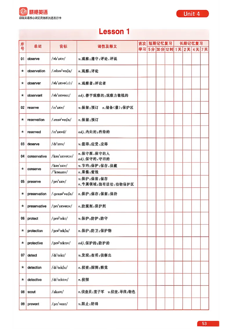 四级英语核心词艾宾浩斯抗遗忘打卡_最新更新，视频都在这_2026、6月四级速转存易和谐_讲义