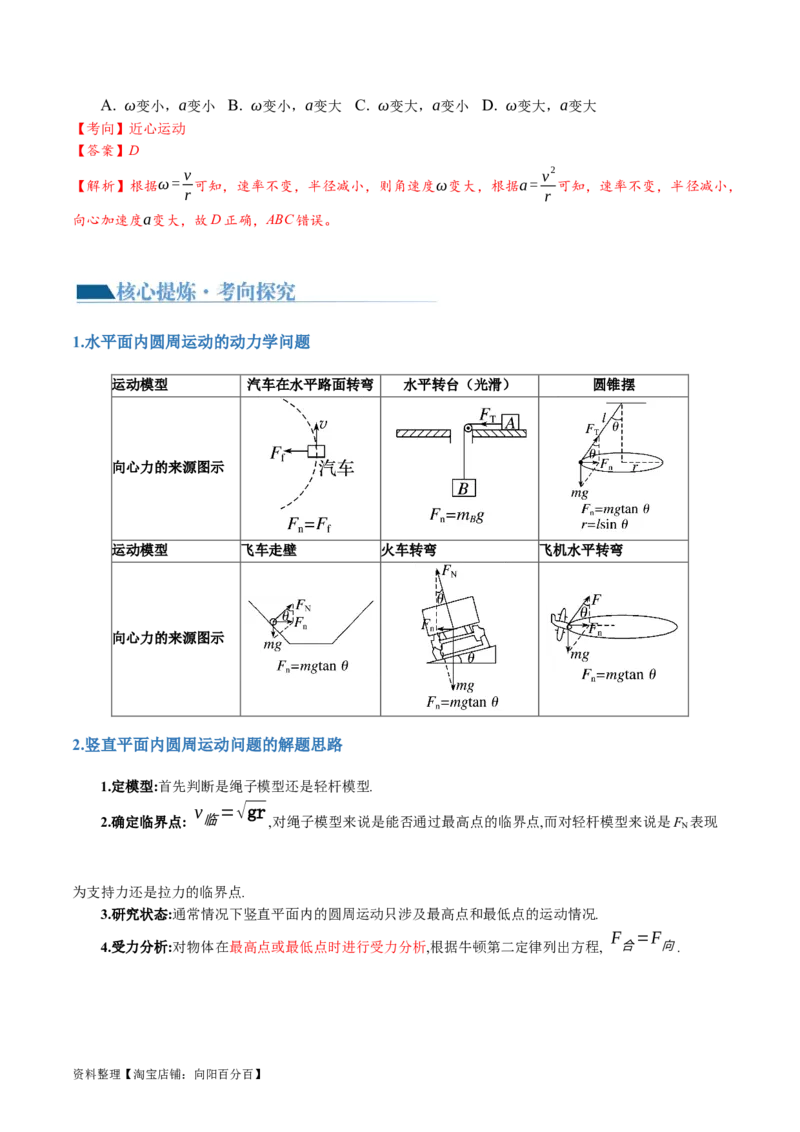 第03讲力与曲线运动（讲义）（解析版）_04高考物理_新高考复习资料_2024新高考复习资料_二轮复习资料_2024年高考物理二轮复习讲练测（新教材新高考）_配套讲义（原卷版+解析版）