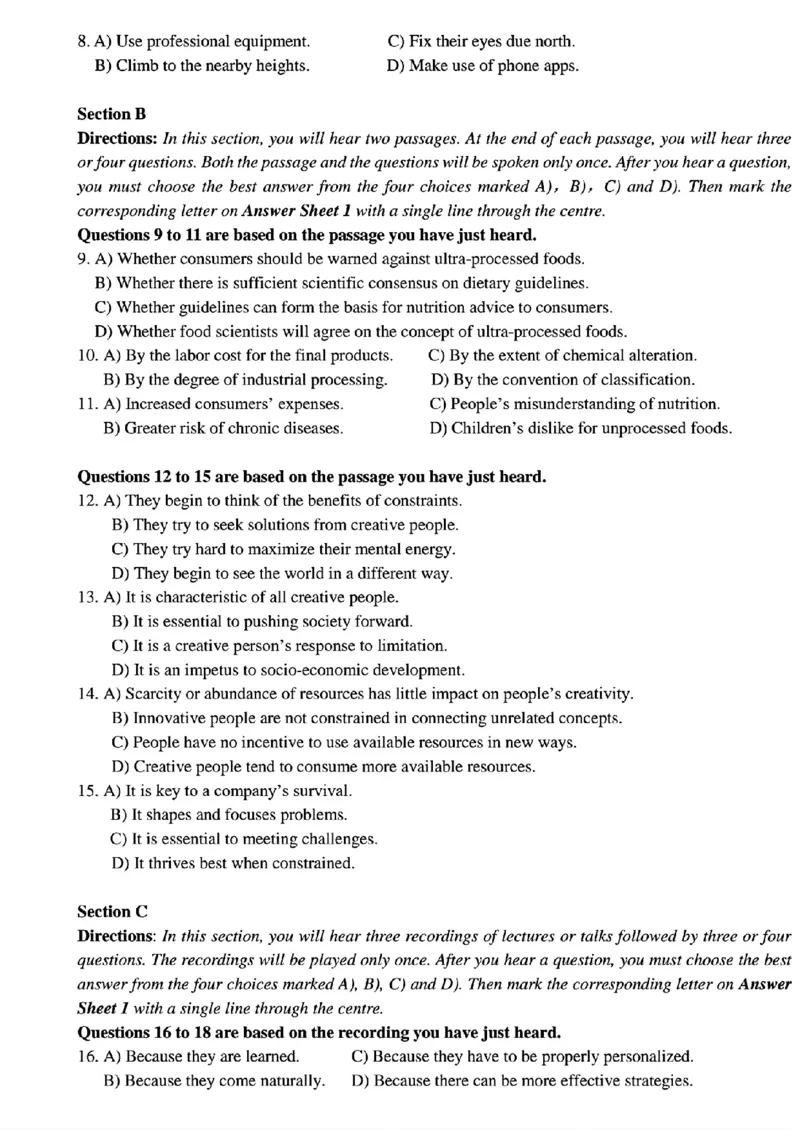 2024.06英语六级真题第1套_最新更新，视频都在这_2026、6月四级速转存易和谐_四六级真题+资料包_六级真题_2024年9月大学英语六级真题答案解析（全三套）