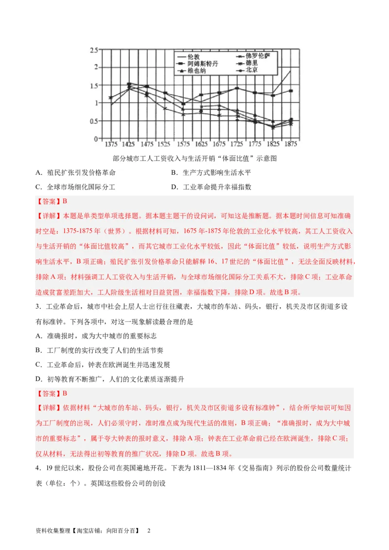 考点巩固卷15工业革命与马克思主义的诞生（解析版）_07高考历史_新高考复习资料_2024年新高考复习资料_一轮复习资料_完2024年高考历史一轮复习考点通关卷（新高考通用）