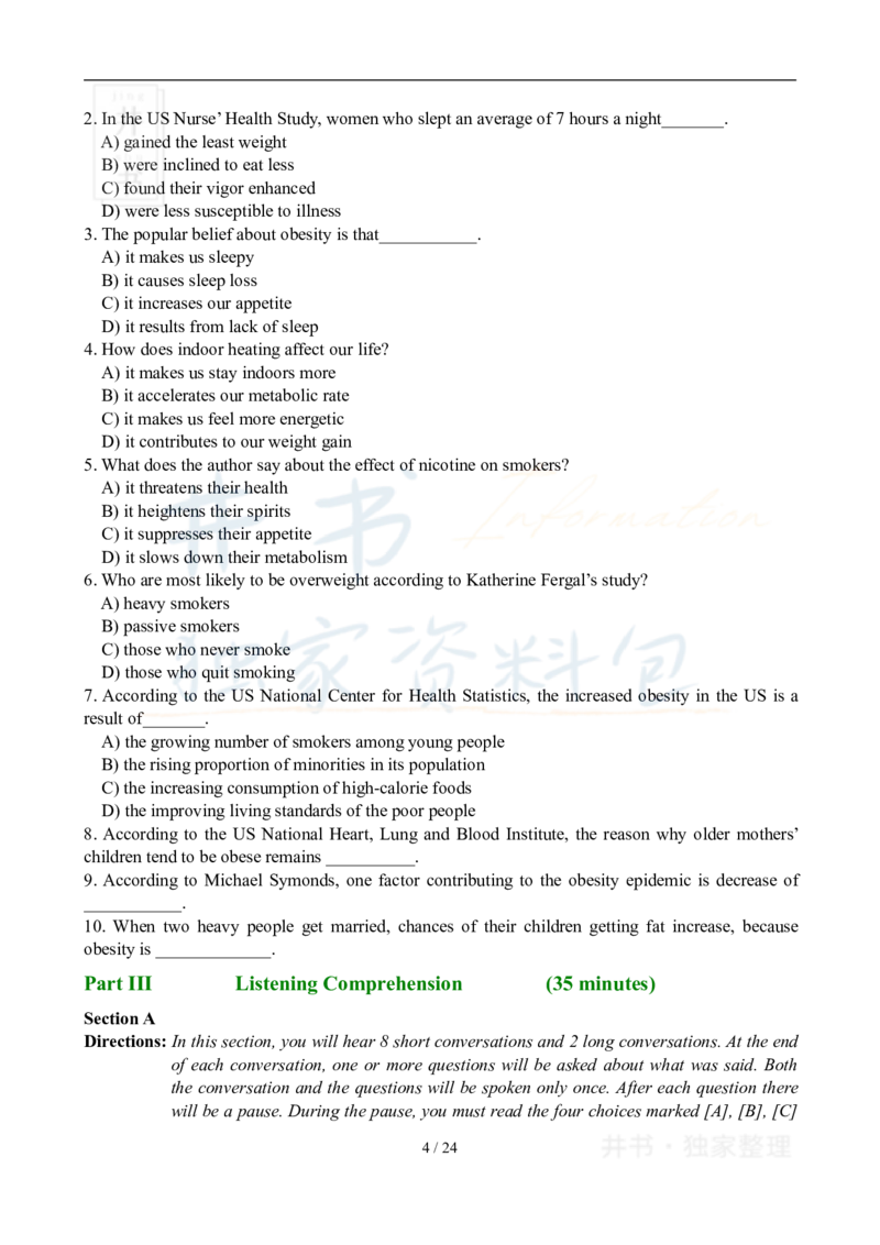 2008年12月大学英语6级真题及答案解析_最新更新，视频都在这_2026、6月四级速转存易和谐_四六级真题+资料包_六级真题_2007-2015年六级真题及答案解析_2008年12月英语六级真题