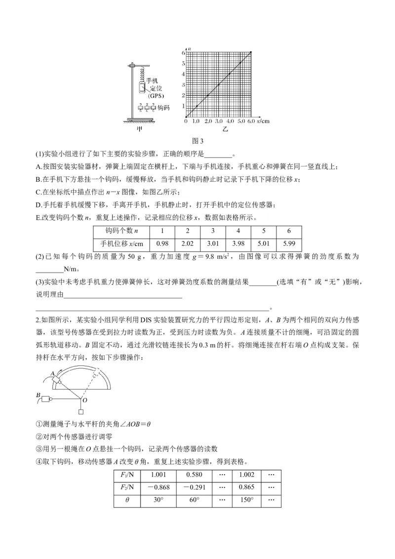 第08讲实验：探究弹簧弹力与形变量的关系、实验：探究两个互成角度的力的合成规律（讲义）（原卷版）_04高考物理_新高考复习资料_2025年新高考资料