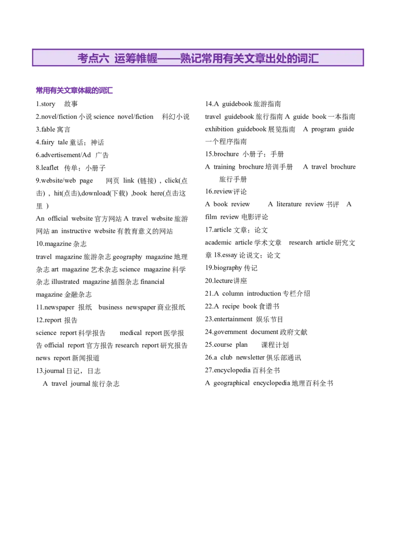 词汇知识专题03阅读理解高频词汇（讲义）（解析版）_02高考数学_2025年新高考资料_二轮复习_01高考语文等多个文件_上好课2025年高考英语二轮复习讲练测（新高考通用）