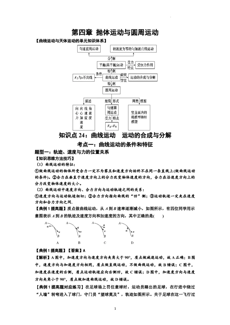 知识点24：曲线运动　运动的合成与分解（提高解析版）_04高考物理_新高考复习资料_2024新高考复习资料_一轮复习资料_提高版2024届高考物理一轮复习讲义及对应练习