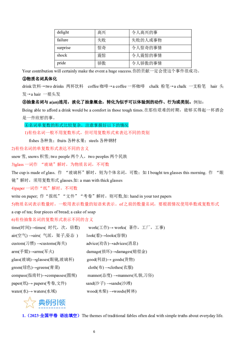 考点01+名词（核心考点精讲精练）-备战2024年高考英语一轮复习考点帮（新高考专用）（教师版）_03高考英语_新高考复习资料_2024年新高考资料_一轮复习资料_语法核心考点