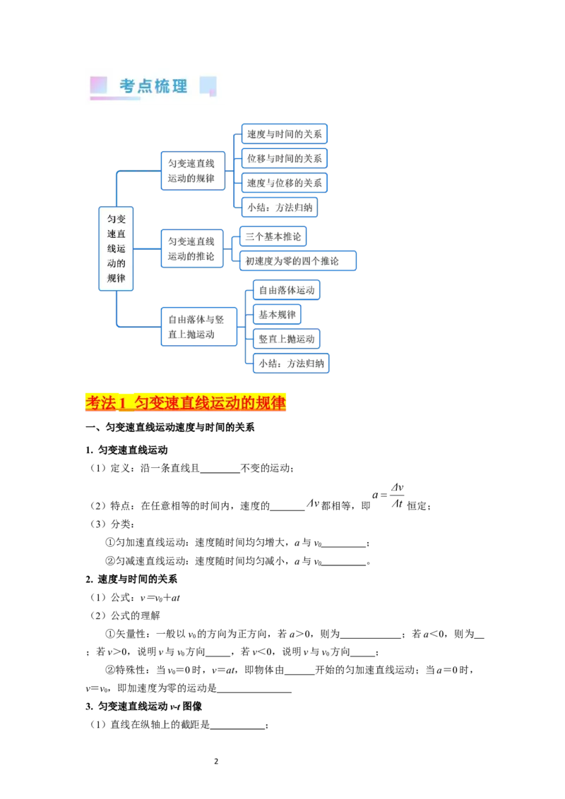 考点02匀变速直线运动的研究（核心考点精讲精练）-备战2024年高考物理一轮复习考点帮（新高考专用）（原卷版）_04高考物理_新高考复习资料_2024新高考复习资料_一轮复习资料