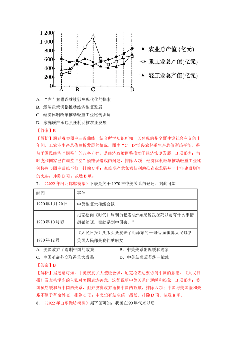 解密08新中国的建设（分层训练）（解析版）_07高考历史_新高考复习资料_2023年新高考复习资料_高频考点解密2023年高考历史二轮复习讲义+分层训练