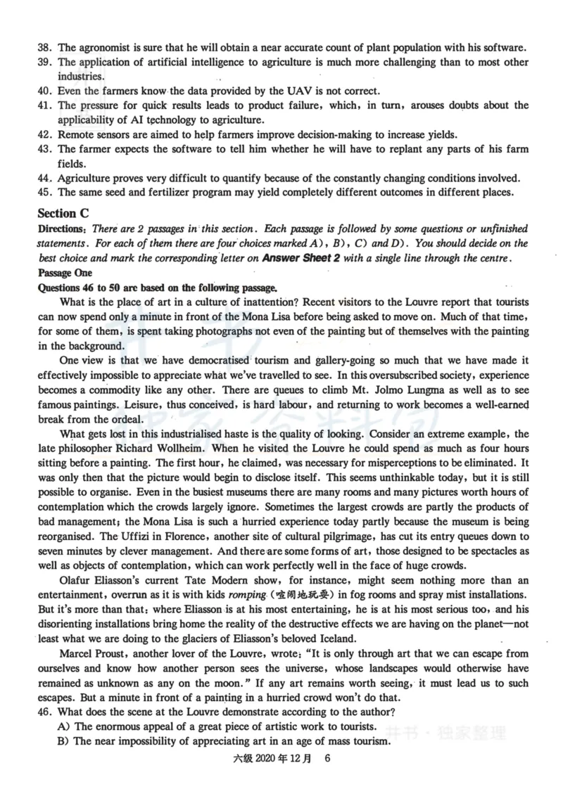 2020.12六级真题第1套_最新更新，视频都在这_2026、6月四级速转存易和谐_四六级真题+资料包_六级真题_2020年12月六级真题及答案解析（完整版）